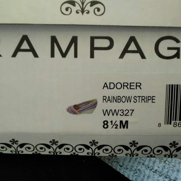 Rampage Adorer Rainbow Striped Peep Toe Heeled Wedges Size 8.5 NEW - Picture 8 of 9